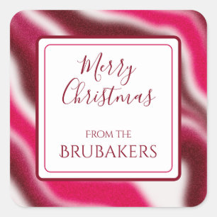 Personalised Cool Candy Cane Red Modern Christmas Square Sticker
