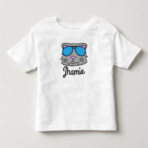 Personalised Cool Cat Toddler T-Shirt