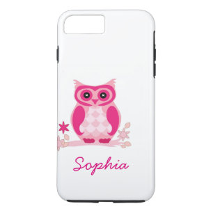 Personalised Cool Cute Unique Groovy Pink Owl iPhone 8 Plus/7 Plus Case