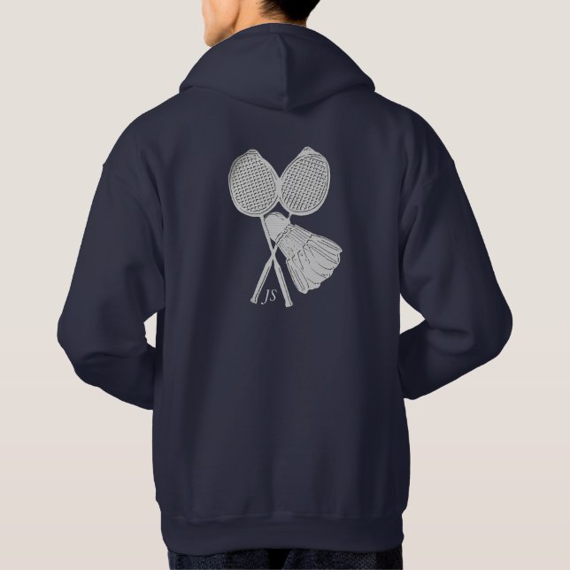 Personalised Cool Gift for Badminton Players Hoodie (Back)