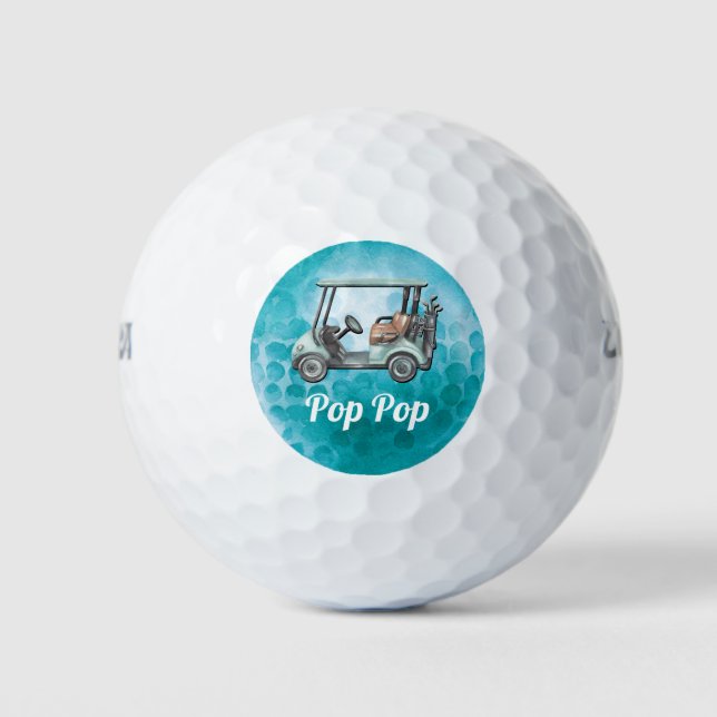 Personalised Cool Grandfather Golfer  Golf Balls (Front)