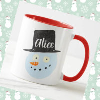 Personalised cool graphic snowman smiling face red