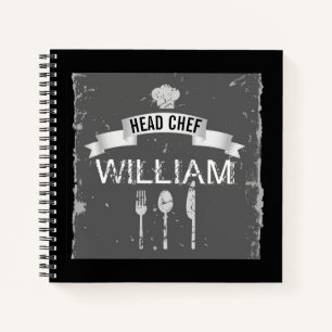 Personalised cool grey chef recipe book for men