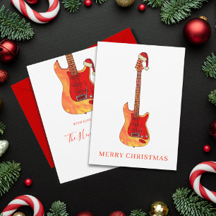 Personalised Cool Guitar Merry Christmas Holiday Card