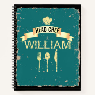 Personalised cool Head Chef recipe book for men