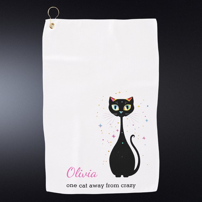 Personalised Cool Kitty Cat Modern Minimalist  Golf Towel (Creator Uploaded)