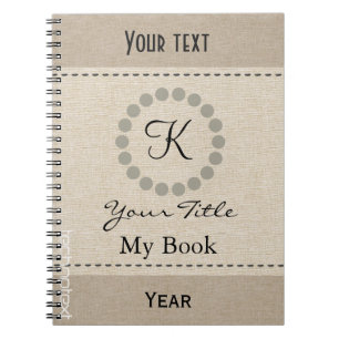 Personalised Cool Monogram Linen Look Notebook