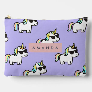 Personalised Cool Rainbow Unicorn Pattern Accessory Pouch