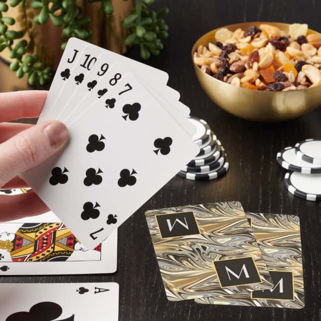 Personalised Cool Retro Gold Waves Art Playing Cards (In Situ)