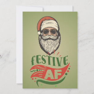 Personalised Cool Retro Santa Flat Holiday Card