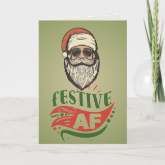 Personalised Cool Retro Santa Folded Greeting Card