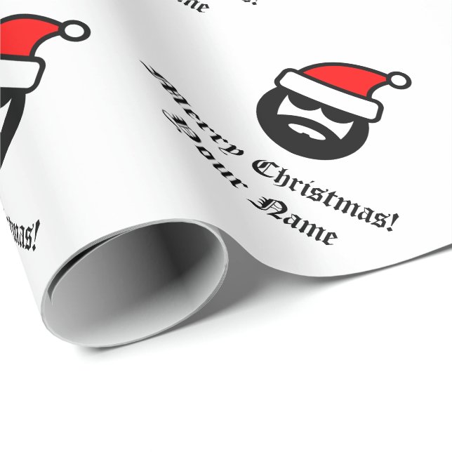 Personalised cool Santa Claus Christmas Holiday Wrapping Paper (Roll Corner)
