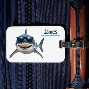 Personalised Cool Shark Luggage Tag Custom Name