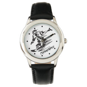 Personalised Cool Snowboarding Mountain Kids Watch