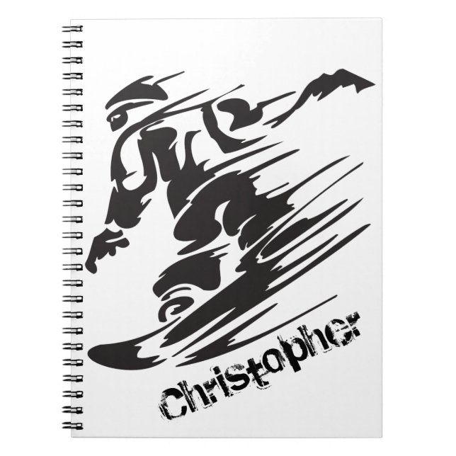 Personalised Cool Snowboarding Mountain Notebook (Front)