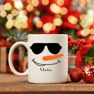 Personalised Cool Sunglasses Snowman Coffee Mug