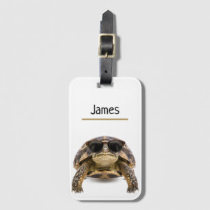 Personalised Cool Tortoise Luggage Name Tag