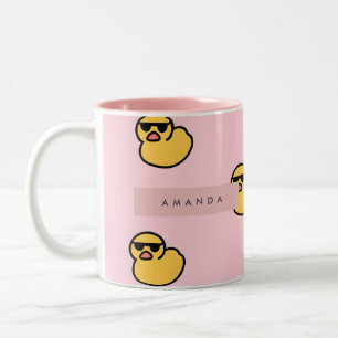 Personalised Cool Yellow Rubber Duck Pattern Two-Tone Coffee Mug