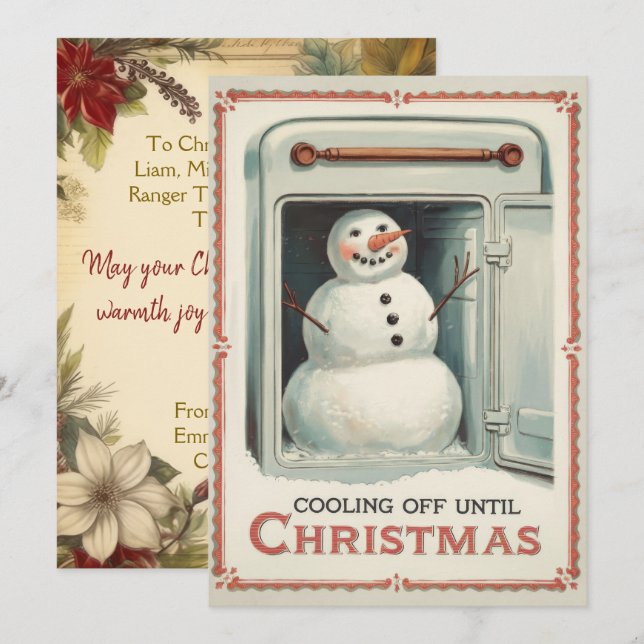 Personalised Cooling Off Funny Vintage  Holiday Card (Front/Back)