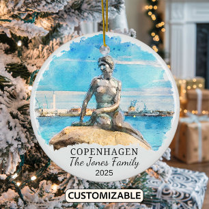 Personalised Copenhagen Ornament, Denmark Gift Ceramic Tree Decoration
