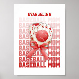 Personalised Coquette BASEBALL MOM Mothers Day Poster