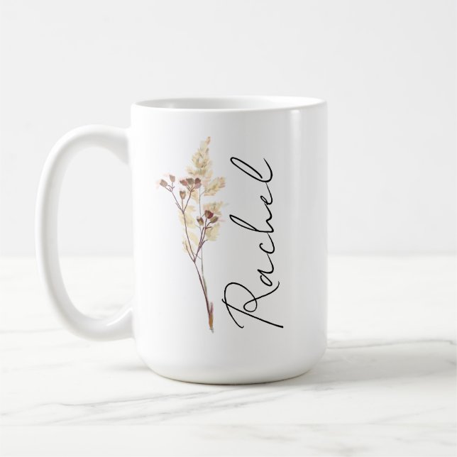 Personalised Coquette Birth Flower Mug, Custom Flo Coffee Mug (Left)