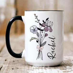 Personalised Coquette Birth Flower Mug, Daughter Mug