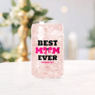 Personalised Coquette Bow Best Ever Mum Can Glass