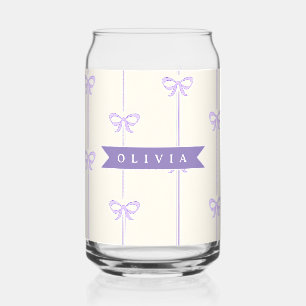 Personalised Coquette Bow Name Girly Aesthetic Can Glass
