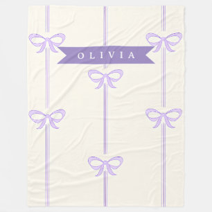Personalised Coquette Bow Name Girly Aesthetic Fleece Blanket