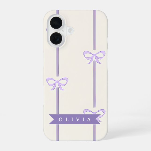 Personalised Coquette Bow Name Girly Aesthetic iPhone 16 Case (Back)