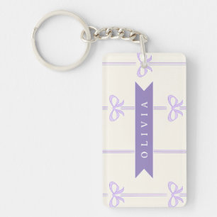 Personalised Coquette Bow Name Girly Aesthetic Key Ring