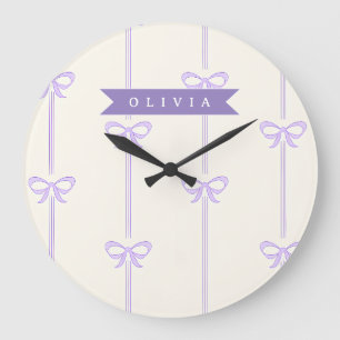 Personalised Coquette Bow Name Girly Aesthetic Large Clock