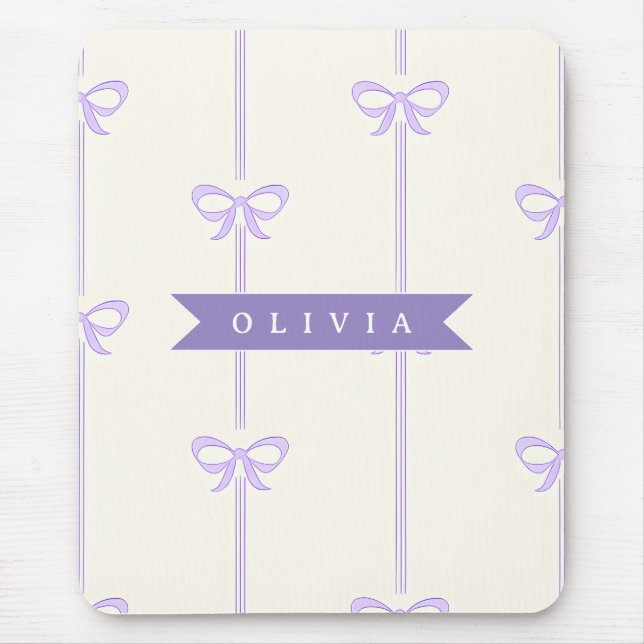 Personalised Coquette Bow Name Girly Aesthetic Mouse Mat (Front)
