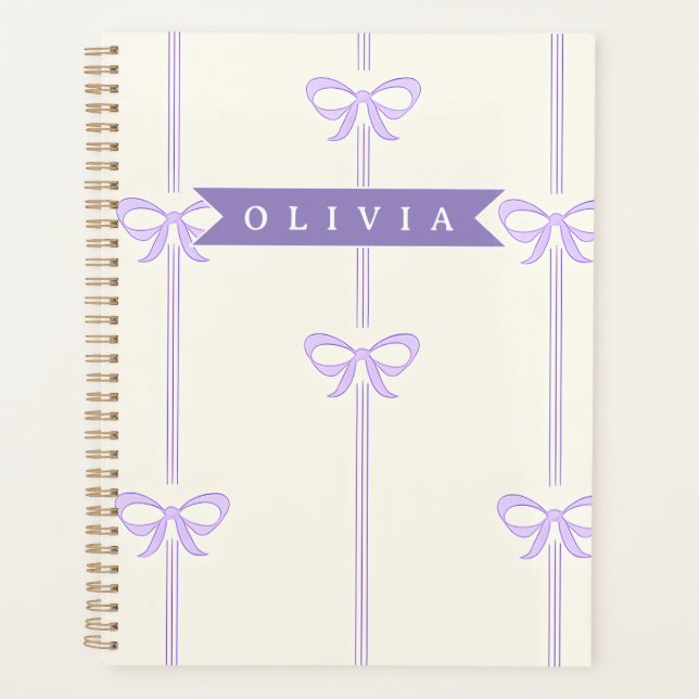 Personalised Coquette Bow Name Girly Aesthetic Planner (Front)