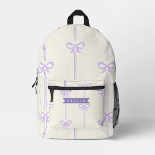 Personalised Coquette Bow Name Girly Aesthetic Printed Backpack