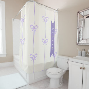Personalised Coquette Bow Name Girly Aesthetic Shower Curtain
