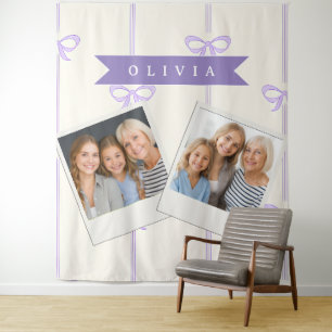 Personalised Coquette Bow Name Girly Aesthetic Tapestry