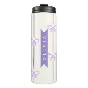 Personalised Coquette Bow Name Girly Aesthetic Thermal Tumbler