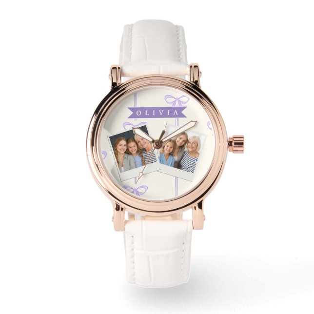 Personalised Coquette Bow Name Girly Aesthetic Watch (Front)