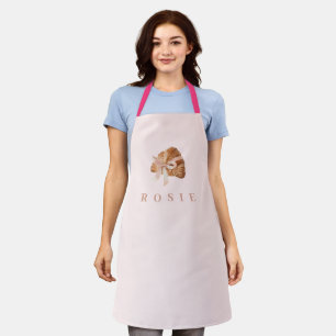 Personalised Coquette Croissant Pink Ribbon Apron