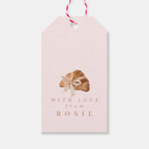 Personalised Coquette Croissant Pink Ribbon Gift Tags