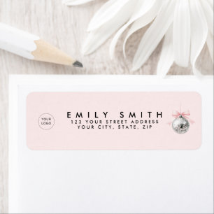 Personalised Coquette Disco Ball Pink Ribbon