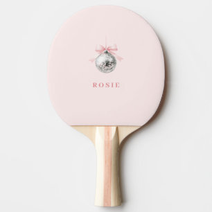 Personalised Coquette Disco Ball Pink Ribbon Ping Pong Paddle