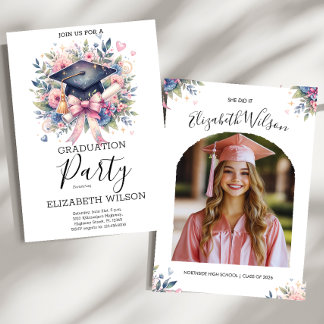 Personalised Coquette Graduation Party Invitation