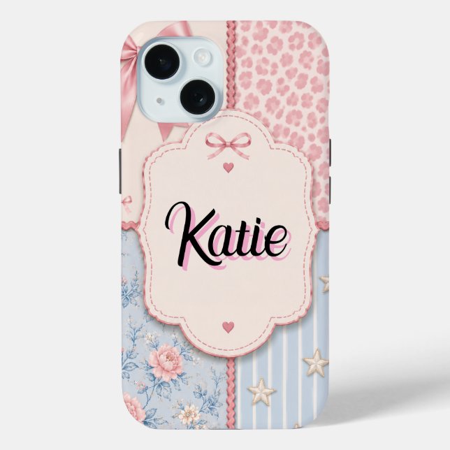 Personalised Coquette Patchwork Phone Case (Back)