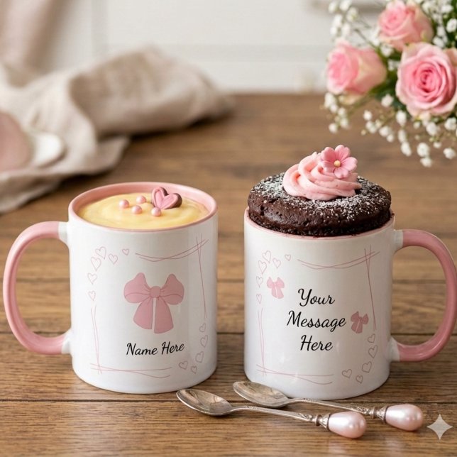 Personalised Coquette Pink Bow Coffee Mug (Creator Uploaded)