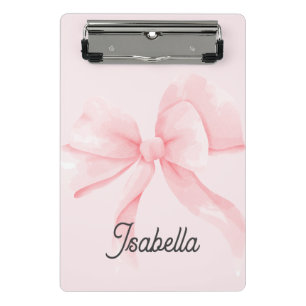 Personalised Coquette Pink Bow Girl Mini Clipboard