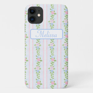 Personalised Coquette Preppy Floral iPhone 11 Case