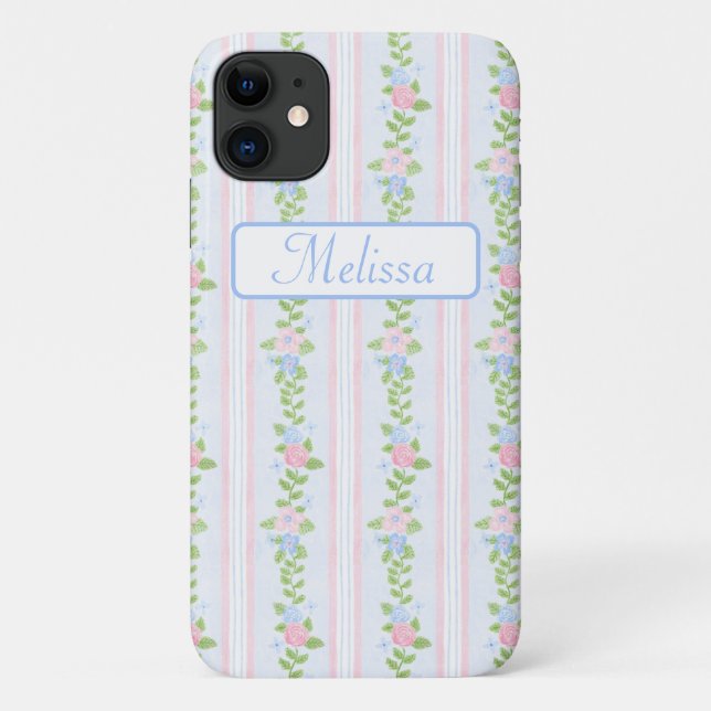 Personalised Coquette Preppy Floral Case-Mate iPhone Case (Back)